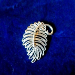 Silver tone leaf brooch